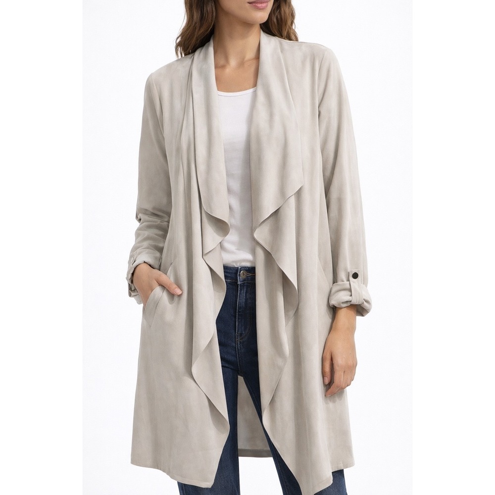 Jules & Leopold SMALL Open Front Duster JACKET NEW‎ Faux Suede Ivory